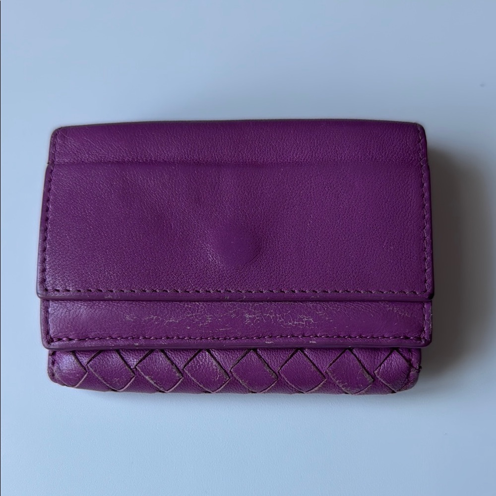 Bottega Veneta Violet Purple Intrecciato Leather Mini Wallet